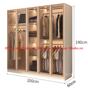 Built-in LED lights Modern minimalist design Stylish <b>storage</b> <b>solution</b> Ohaha TCK004 <b>wardrobe</b> Easy assembly required TCK004 - Product Image 6
