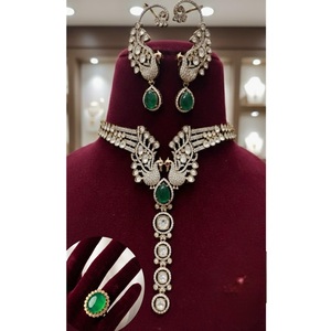 Collar de Moda de Alta Calidad con Cuentas de Latón Chapadas en Oro, con Moissanita Auténtica y Dobletes Kundan, Estilo Hasli, para Boda - Product Image 2