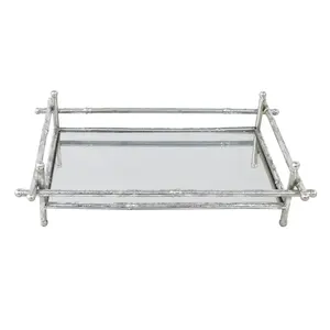 Bandeja de Servicio Rectangular Moderna Hecha a Mano, de Aluminio Plateado y Acrílico, Apta para Lavavajillas, de Lujo, Venta al Por Mayor - Product Image 6