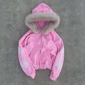 Ensemble streetwear deux pièces oversize unisexe rose délavé et vieilli, comprenant un sweat à capuche et un pantalon de survêtement épais – Collection Hiver du fabricant - Product Image 2