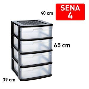 CAJONERA SENA Chariot de rangement en plastique à 4 tiroirs Noir 4-Cajones - Product Image 2