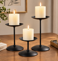 Ensemble de 3 bougeoirs modernes en métal, finition noire, support décoratif pour bougies, centre de table pour la maison, décoration de table de mariage, accent décoratif