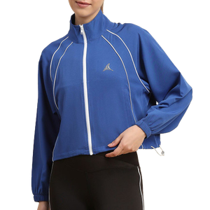 เสื้อโค้ทวิ่งออกกำลังกายสำหรับผู้หญิง แขนยาว คอตั้ง ซิปหน้า ระบายอากาศ กันลม สีพื้น ผ้ายืด/ไนลอน 140 กรัม - Product Image 1