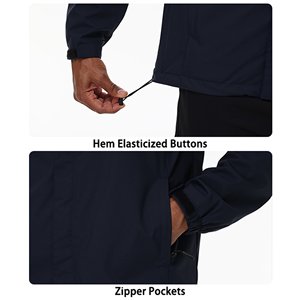 Men's Hooded Windproof Blouson Jacket with Multi-Pocket Smartphone Storage Sporty Winter Outerwear <b>Zip</b>-<b>Up</b> Closure - Product Image 3