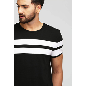 Camiseta de Manga Corta para Hombre, Cuello Redondo, Color Negro y Blanco, Corte Ajustado, Informal, de Lona No Tejida, Ecológica, de Secado Rápido y Transpirable - Product Image 3