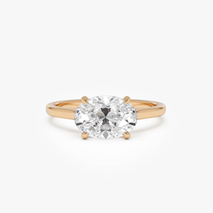 Anillo de compromiso de diamante cultivado en laboratorio de 1 quilate, corte ovalado, oro amarillo para mujer, estilo clásico, calidad premium - Product Image 3