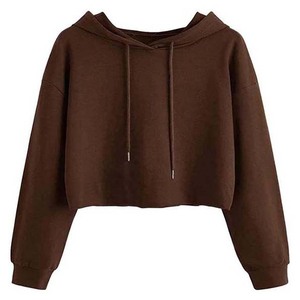 Sweat-shirt court à capuche pour femme, décontracté, à manches longues, en mélange de coton doux, confortable, style streetwear, en vente - Product Image 2