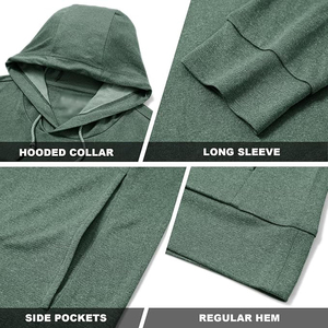 Sudadera con Capucha para Hombre, Color Verde Jaspeado, con Cordón Ajustable, Dobladillo Acanalado, Mezcla de Algodón, Estilo Casual Urbano, Ligera - Product Image 5