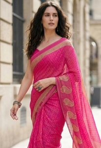 Sari de Georgette con Estampado Paisley KV para Uso Diario con Blusa sin Coser - Product Image 1