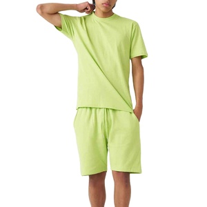 Men's Summer Casual Streetwear Clothing Set Custom Logo Oversized <b>Tshirt</b> Knitted Soft <b>Plain</b> Shorts 2 Piece Set Eco-Friendly - Product Image 5