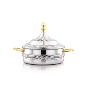Olla de Lujo con Tapa de Vidrio Dorado Martillado, Cazuela Aislada Premium, Calentador Térmico de Alimentos, Plato para Servir Buffet y Catering - Product Image 3