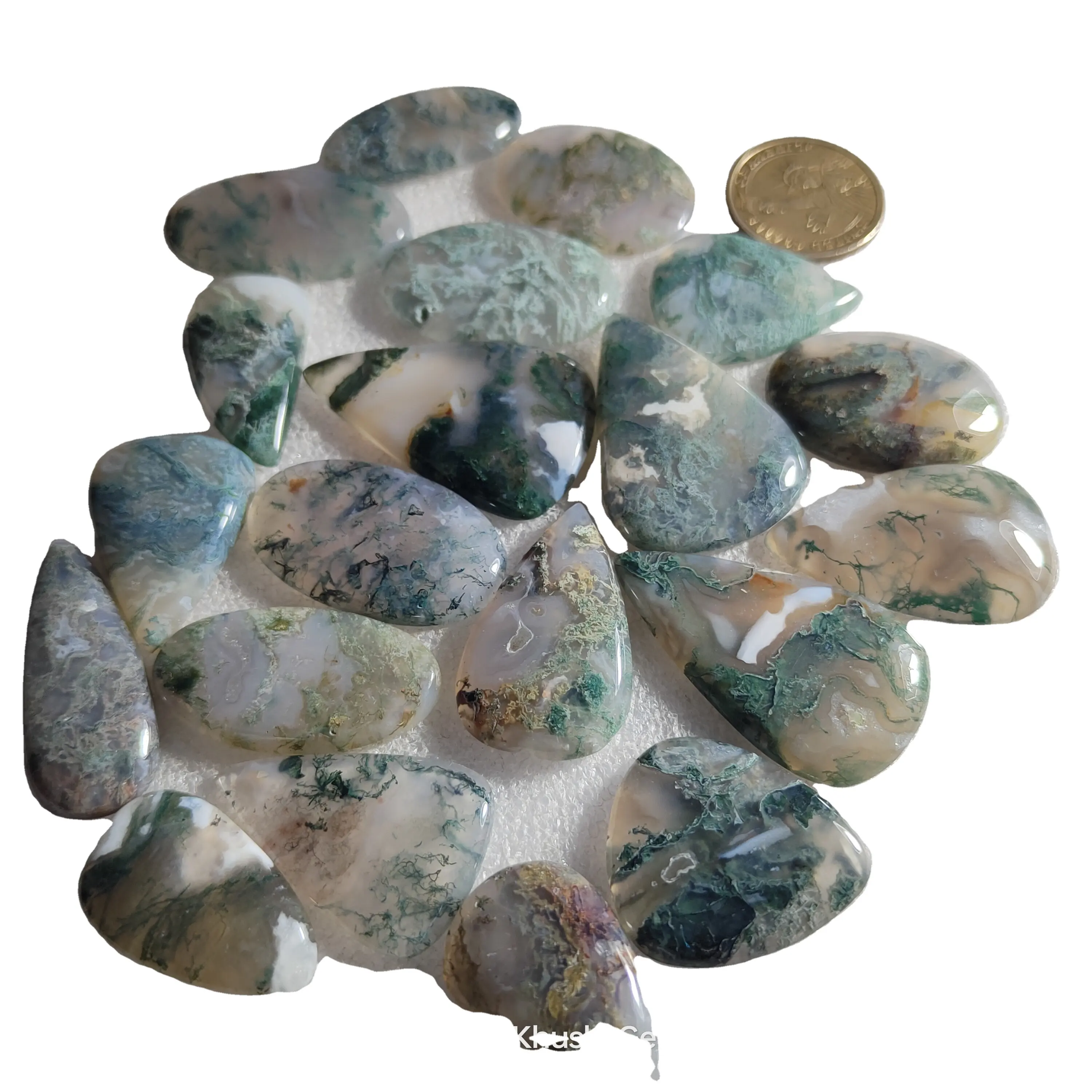 品質モス瑪瑙混合形状カボションヒーリング宝石手作り石グリーンモス瑪瑙石卸売宝石ロット。