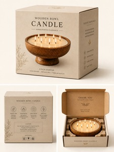 เชิงเทียนไม้ทรงกลมพร้อมไส้เทียนหลายเส้น โคมไฟตกแต่งบ้าน - Product Image 5