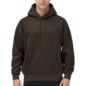 เสื้อฮู้ดสีน้ำตาลสำหรับผู้ชาย ทรงปกติ ผ้าฝ้ายฟลีซ สวมใส่สบาย มีกระเป๋าหน้า เหมาะสำหรับใส่ในฤดูใบไม้ร่วง - Product Image 1
