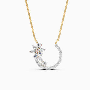 สร้อยคอจี้รูปกลีบดอกไม้ประดับเพชรเลี้ยงในห้องปฏิบัติการ น้ำหนัก 0.53 กะรัต ทำจากทอง 9K สีเหลือง ขาว และโรสโกลด์ - Product Image 2