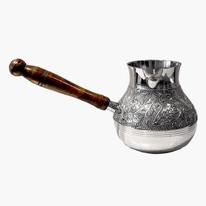 Traditional Metal Coffee Cezve With Long Wooden Handle - Product Image 3