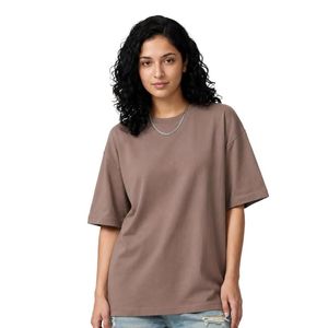 T-shirt ample à col rond pour femme, couleur unie, coupe ample, manches courtes, jersey 100% coton, à porter toute l'année - Product Image 1