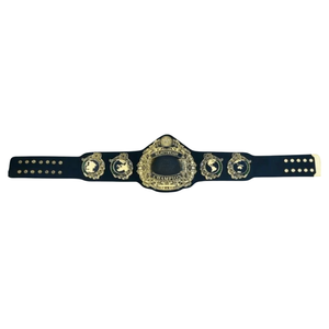 Ceinture de champion poids lourd, titre personnalisable en cuir, design noir et or, objet de collection de lutte haut de gamme - Product Image 1