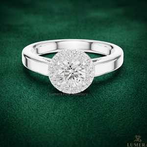 Anillo de Diamantes con Halo de Corte Redondo Certificado por IGI, Directo de Fábrica, Oro 9K 10K 14K 18K, Anillo de Compromiso y Boda - Product Image 1