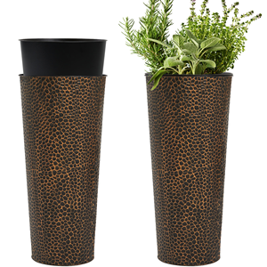 Ventes en gros de pots de fleurs décoratifs en métal personnalisés, grands pots de plantes en métal noir pour jardin - Product Image 1
