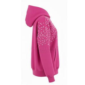 Vêtements de style urbain moderne, sweat-shirt en coton mélangé avec strass, idéal pour les tenues décontractées, les activités de plein air et les voyages - Product Image 3