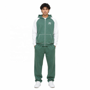 Sudadera Unisex con Capucha y Manga Raglán, Cierre de Cremallera, Corte Regular, Estilo Casual Urbano, con Bolsillo Frontal con Logotipo, Diseño de Chándal, ODM OEM - Product Image 1