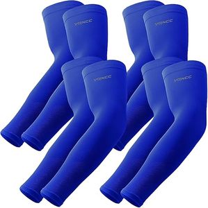 Blue <b>Compression</b> <b>Arm</b> <b>Sleeves</b> Solid Color Polyester Men's Sports <b>Sleeve</b> - Product Image 1