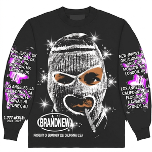 T-shirt vintage imprimé flamme, coupe ample, style streetwear urbain, manches longues, 100% coton, pour homme. - Product Image 2