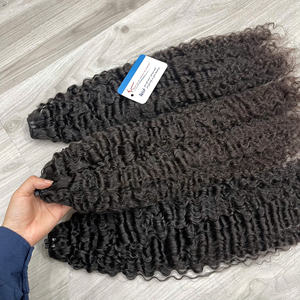 FLASH SALE raw <b>curly</b> <b>bundles</b> machine weft human hair extension natural black color Vietnamese hair <b>bundles</b> ready to ship - Product Image 5