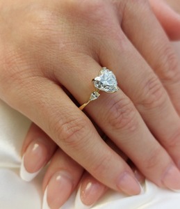 2.5 Carat Heart Moissanite engagement <b>ring</b>, vintage unique yellow <b>gold</b> engagement <b>ring</b> women Pear Cut diamond wedding Bridal Pro - Product Image 6