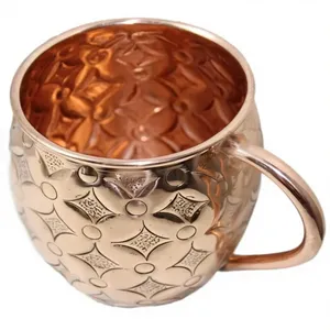 Tazas de Cobre Vintage Hechas a Mano, Taza de Metal con Asa, Ecológica, para Bebidas en el Hogar, Estilo Ayurvédico Tradicional - Product Image 1
