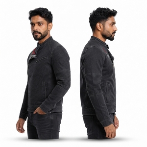 Premium Cotton <b>Men</b> <b>Denim</b> <b>Jacket</b> Button-Up Long Sleeves Relaxed Fit Durable <b>Denim</b> Fabric Outdoor Casual Spring Waterproof - Product Image 4