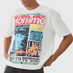 mens oversized boxy fit t shirt drop shoulder loose fit heavy cotton streetwear blank <b>tshirt</b> custom logo clothing - Product Image 1