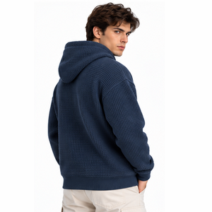 <b>Mens</b> Waffle Knit Hoodie Long Sleeve Pullover <b>Thermal</b> Casual Sports Outdoor Winter Custom Hooded Sweatshirt Wholesale Streetwear - Product Image 2