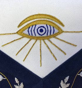 Tablier de maître de la franc-maçonnerie Blue Lodge - Broderie en or et argent, broderie fine et finition exceptionnelle. - Product Image 2