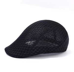 Gorra Plana Unisex Transpirable de Algodón, Informal, para Primavera/Verano, 56-58 cm, Gris, con Patrón de Malla, para Adultos, para Exteriores - Product Image 3