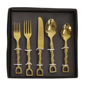 Juego de 8 Cuchillos para Queso Dorados de Acero Inoxidable, Juego de Cubiertos de Lujo con Diseño de Herradura, con Elegante Caja de Regalo, al Mejor Precio - Product Image 2