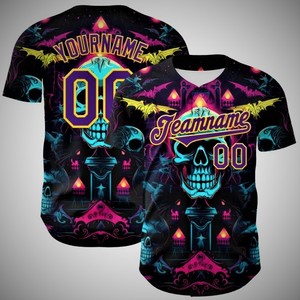 เสื้อเบสบอลแบบมีริบบิ้นสีชมพูเพื่อสร้างความตระหนัก ชุดกีฬาแบบติดกระดุมสำหรับทีมชายหญิง - Product Image 3