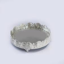 Plateau décoratif en métal avec motif feuille d'argent pour table centrale, salle à manger, décoration intérieure - Product Image 6
