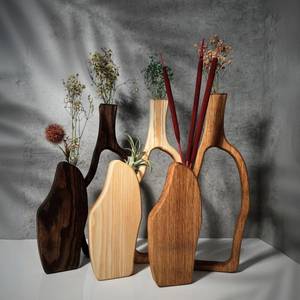 Handcrafted Wooden <b>Vases</b> <b>Set</b> (Tall) | Ash and Oak Woods | Unique Home Decor - Product Image 1