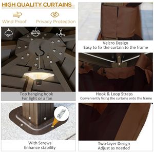 Gazebo 10x10 Marrone Scuro con Tetto Rigido, Telaio in Alluminio e Tende con Ganci, Padiglione Permanente per Patio e Giardino - Product Image 4