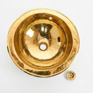 Lavabo Redondo de Latón Pulido para Baño con Interior Liso y Orificio de Drenaje para Proyectos de Baños de Lujo y Hoteles (Exportación) - Product Image 1