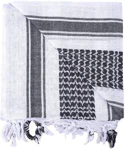 Shemagh Keffiyeh carré blanc et noir à pois, foulard arabe traditionnel à carreaux, tactique, qualité supérieure, 100% coton, pour homme - Product Image 2