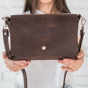 <b>Leather</b> Bag Distressed Shoulder Brown <b>Purse</b> With Shoulder Strap Handmade Crossbody LCS-0022D - Product Image 1