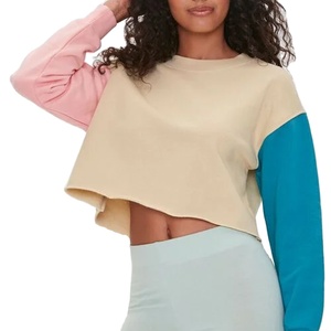 Top deportivo corto de manga larga para mujer, estilo OEM, colores vivos, 100% algodón, para hacer ejercicio. - Product Image 1