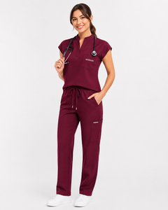 Ensemble de blouses médicales unisexe Webson vert olive en coton avec poche pour stéthoscope, uniformes d'hôpital en tissu jersey, prix abordable, vente en gros, personnalisable - Product Image 4