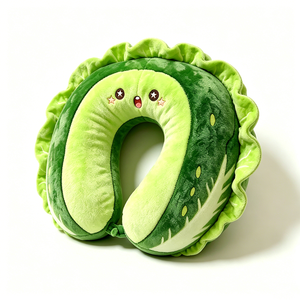 Almohada de viaje en forma de pepino, linda almohada de peluche para el cuello con forma de pepino, almohada suave y esponjosa para el cuello - Product Image 3
