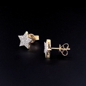 Star Shape 925 Silver Vermeil Pave Diamond Stud Earrings IGI Certified 0.20ct Round Brilliant <b>Cluster</b> Unisex Gift - Product Image 5