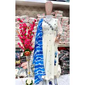 Hermoso conjunto de vestido y pantalón Anarkali para mujer con Dupatta para fiestas - Product Image 1
