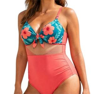 Traje de Baño Elegante de Una Pieza para Mujer, Diseño Floral Tropical, Transpirable, Ligero, de Secado Rápido, con Logotipo Personalizado OEM - Product Image 2